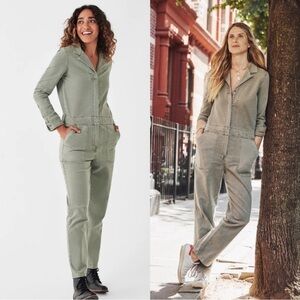 NWT Faherty Womens Overland Twill Olive Organic Cotton Jumpsuit Size Medium